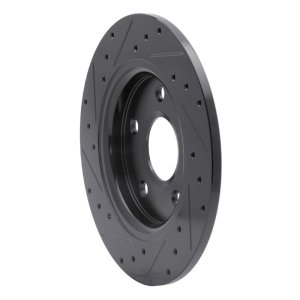 Chrysler Town & Country Brake Rotor (1) - Rear Right - R1 Concepts - Drilled & Slotted - Black - `08-`16